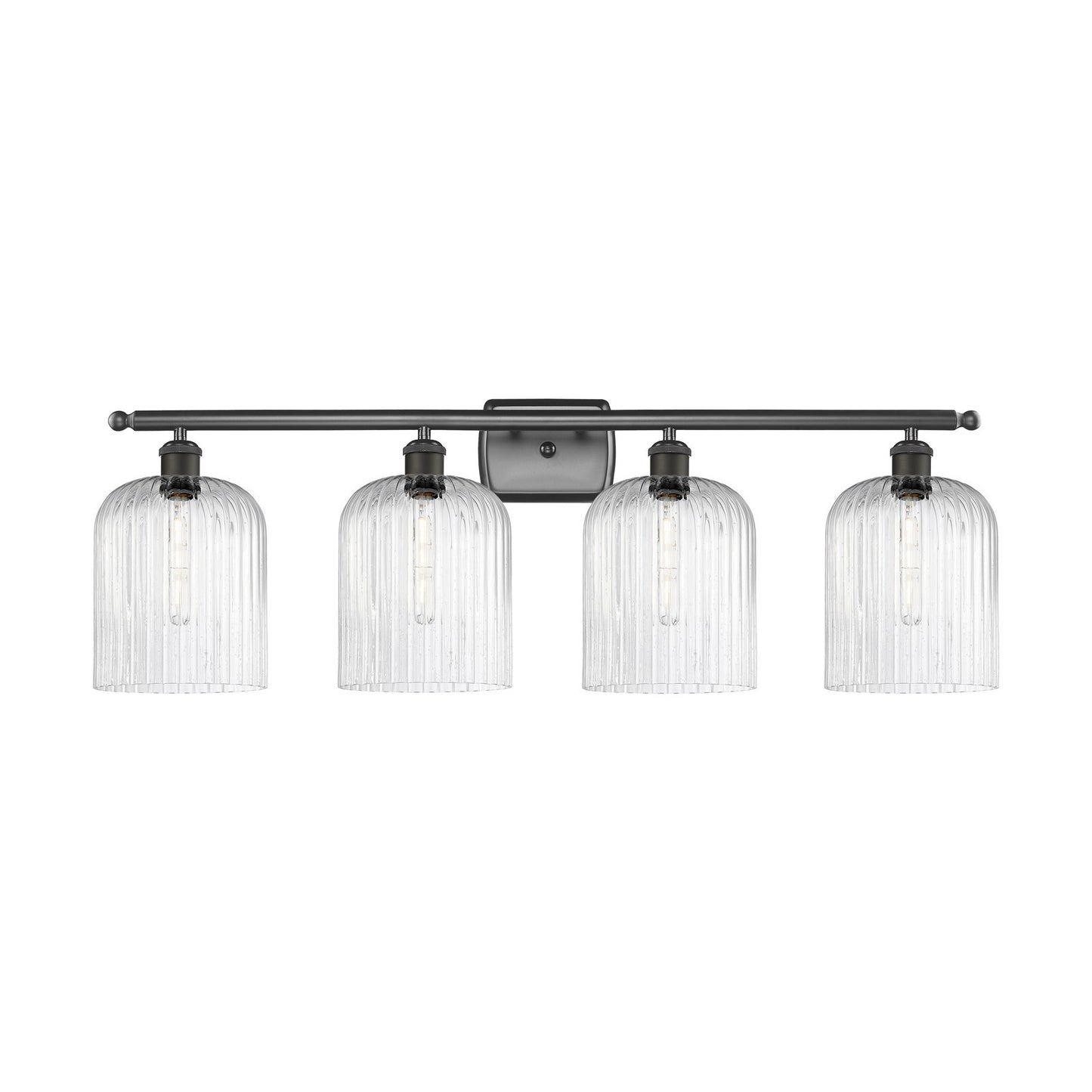 Innovations Bridal Veil 35in 4-Light Bath Vanity Light | Art Nouveau Industrial Oil Rubbed Bronze and Seedy Bell Glass | Model 516-4W-OB-G559-8SDY