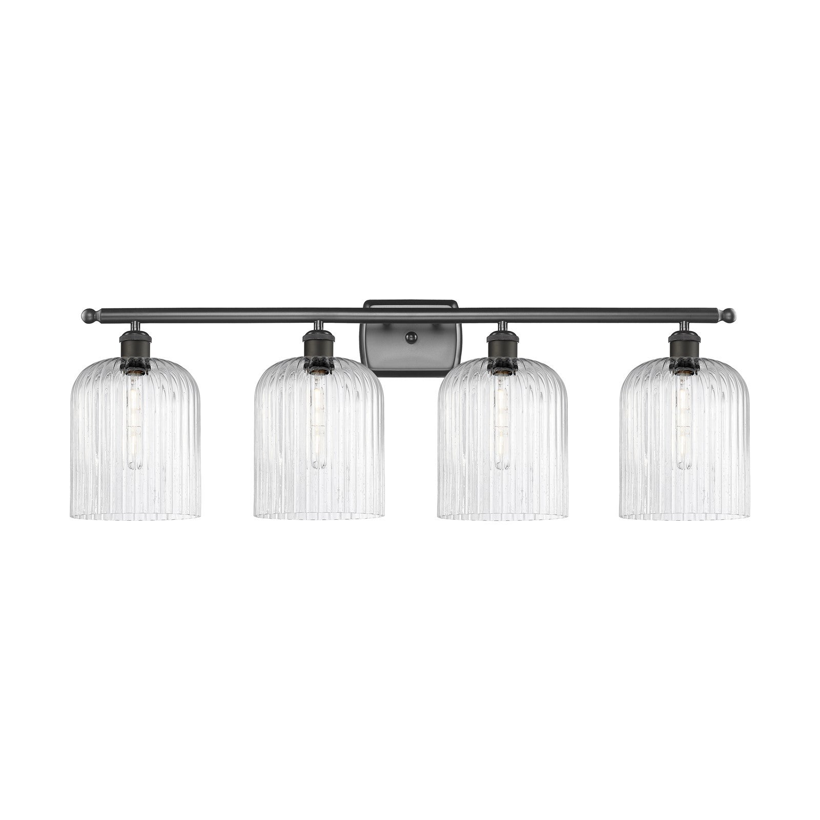 Innovations Bridal Veil 35in 4-Light Bath Vanity Light | Art Nouveau Industrial Oil Rubbed Bronze and Seedy Bell Glass | Model 516-4W-OB-G559-8SDY