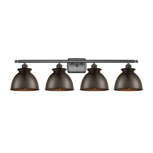 Innovations Adirondack 38in 4-Light Bath Vanity Light | Industrial Oil Rubbed Bronze Steel and Cast Brass Metal Shade | Model 516-4W-OB-M14-OB-LED
