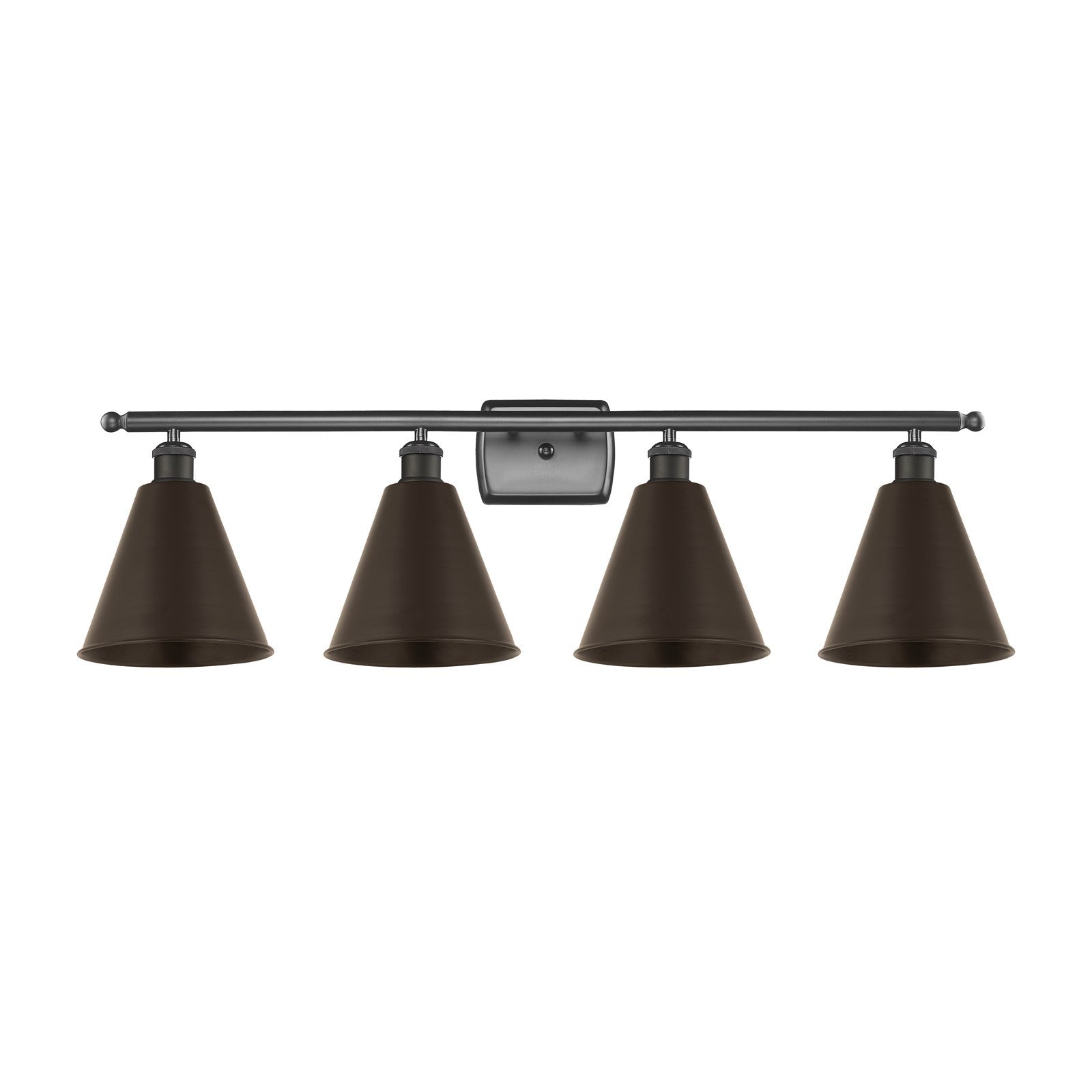 Innovations Berkshire 38in 4-Light Bath Vanity Light | Industrial Oil Rubbed Bronze Steel and Cast Brass Metal Shade | Bathroom | Model 516-4W-OB-MBC-8-OB