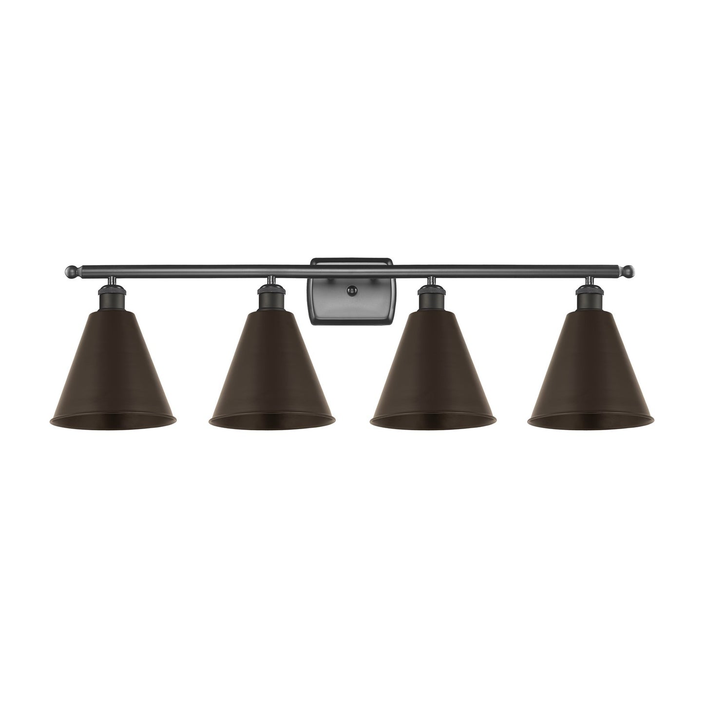 Innovations Berkshire 38in 4-Light Bath Vanity Light | Industrial Oil Rubbed Bronze Steel and Cast Brass with Oil Rubbed | Model 516-4W-OB-MBC-8-OB-LED