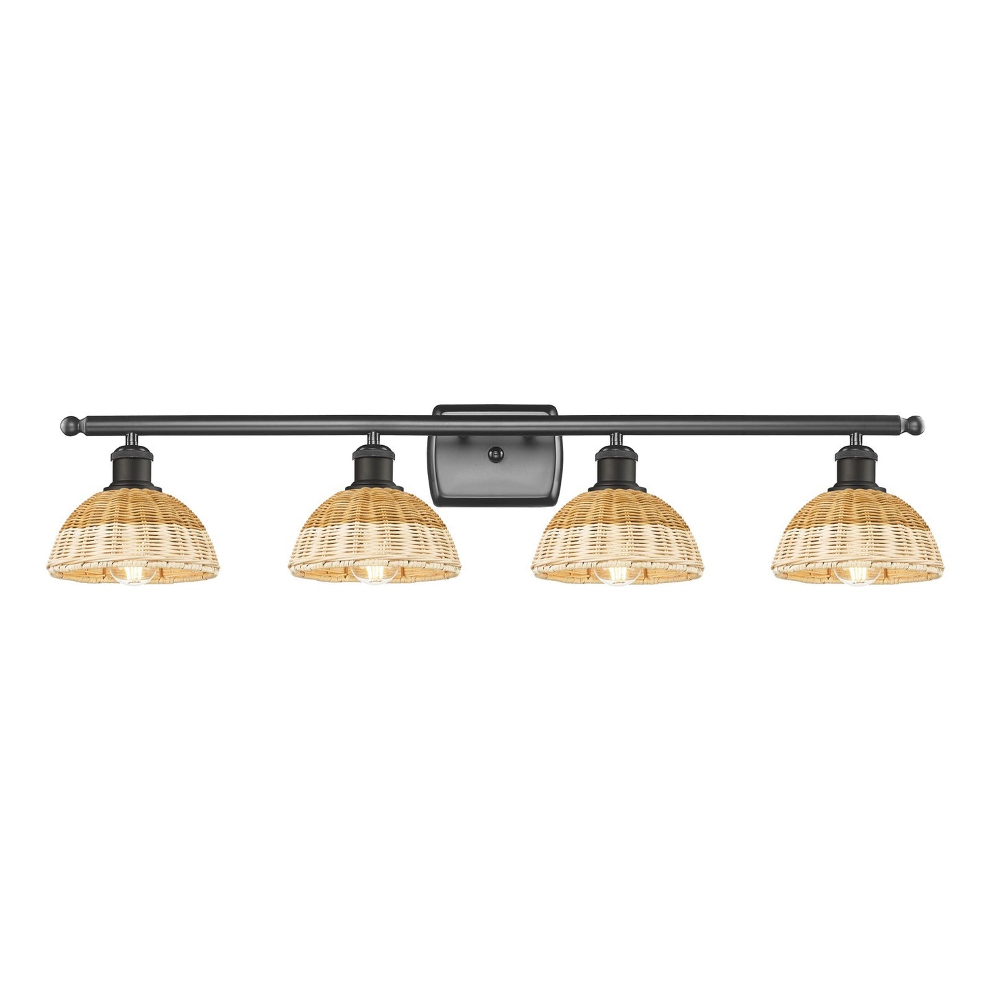 Innovations Lighting Bristol Natural II 38in 4-Light Bath Vanity Light | Industrial Oil Rubbed Bronze Steel and Natural | Model 516-4W-OB-NBD2-75-NAT
