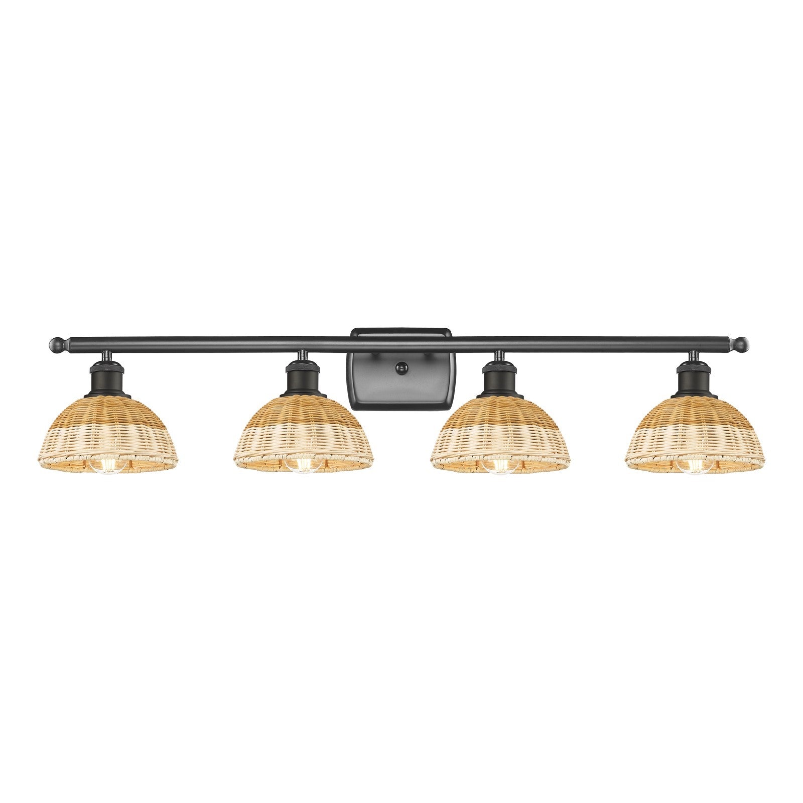 Innovations Lighting Bristol Natural II 38in 4-Light Bath Vanity Light | Industrial Oil Rubbed Bronze Steel and Natural | Model 516-4W-OB-NBD2-75-NAT