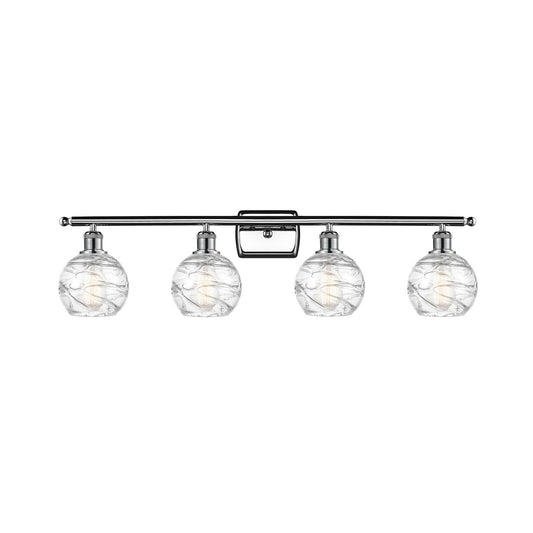 Innovations Athens Deco Swirl 36in 4-Light Bath Vanity Light | Industrial Modern Polished Chrome and Clear Deco Swirl Glass | Model 516-4W-PC-G1213-6CL