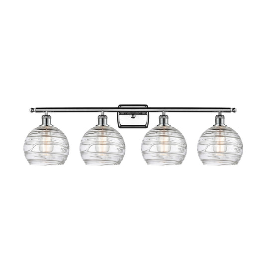 Innovations Athens Deco Swirl 38in 4-Light Bath Vanity Light | Industrial Polished Chrome and Clear Deco Swirl Glass | Model 516-4W-PC-G1213-8CL