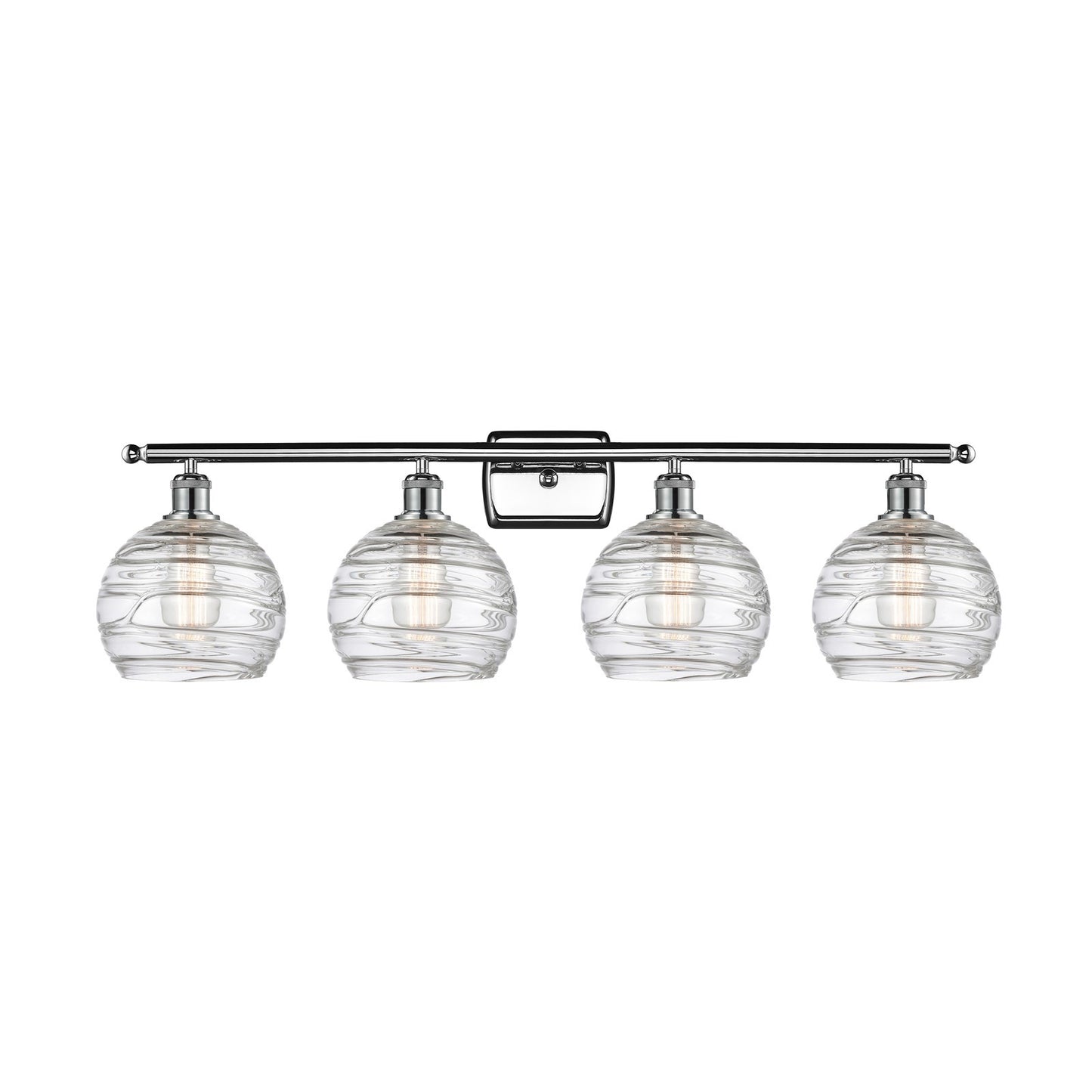 Innovations Athens Deco Swirl 38in 4-Light Bath Vanity Light | Industrial Polished Chrome and Clear Deco Swirl Glass | Model 516-4W-PC-G1213-8CL