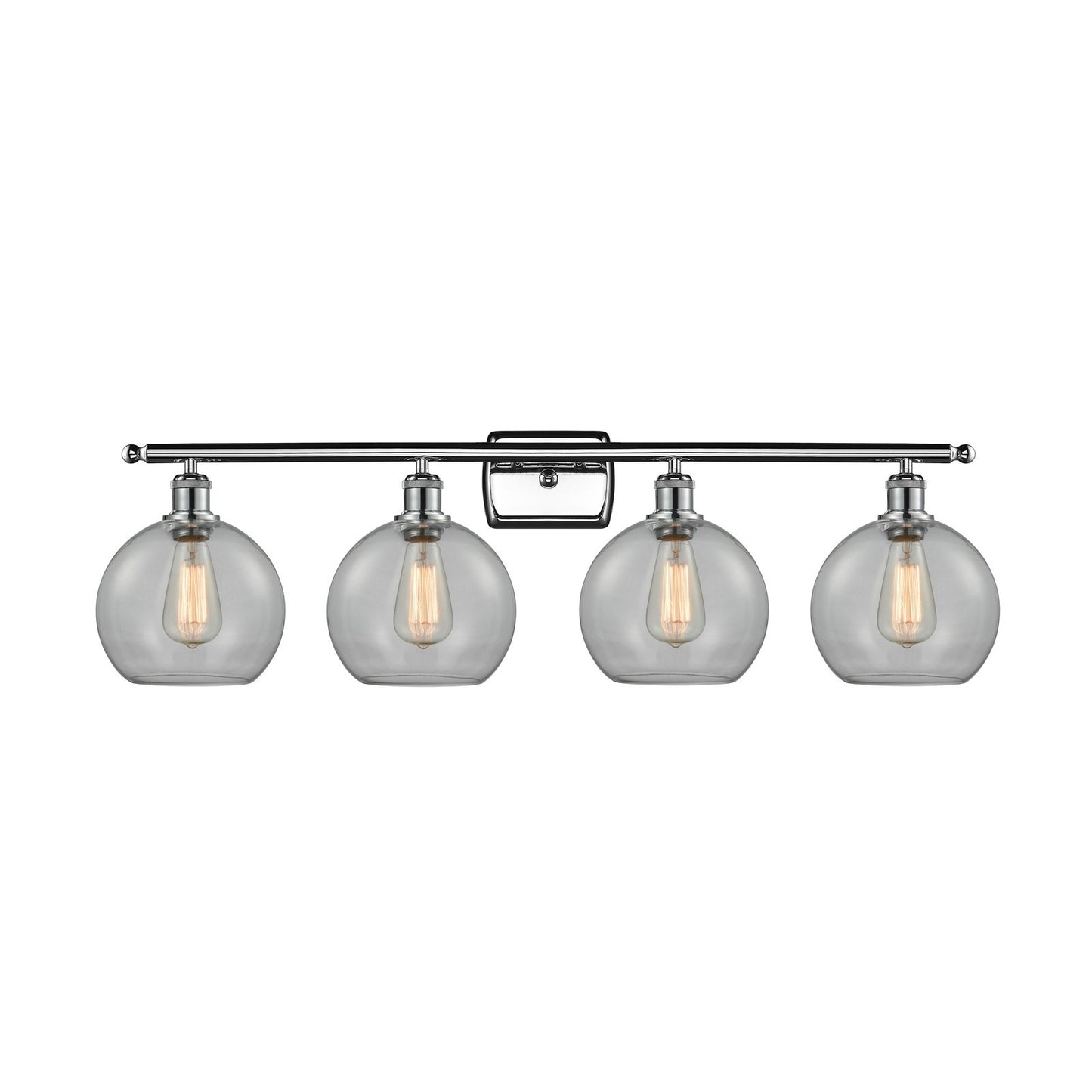 Innovations Athens 38in 4-Light Bath Vanity Light | Industrial Polished Chrome Steel and Clear Glass | Bathroom Vanity | 38 x 11 | Model 516-4W-PC-G122-8