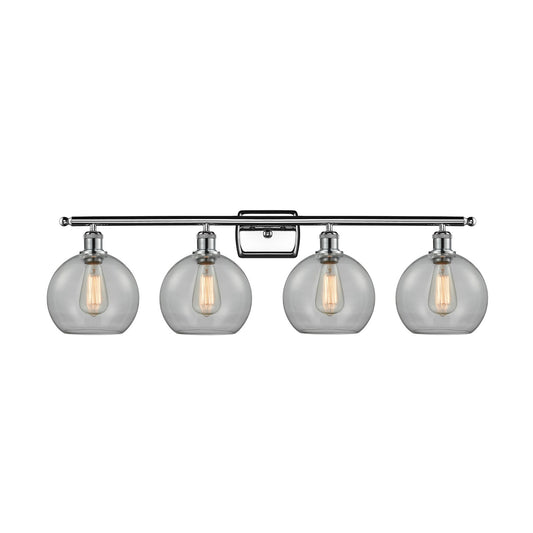 Innovations Athens 38in 4-Light Bath Vanity Light | Industrial Polished Chrome Steel and Clear Glass | Bathroom Vanity | 38 x 11 | Model 516-4W-PC-G122-8