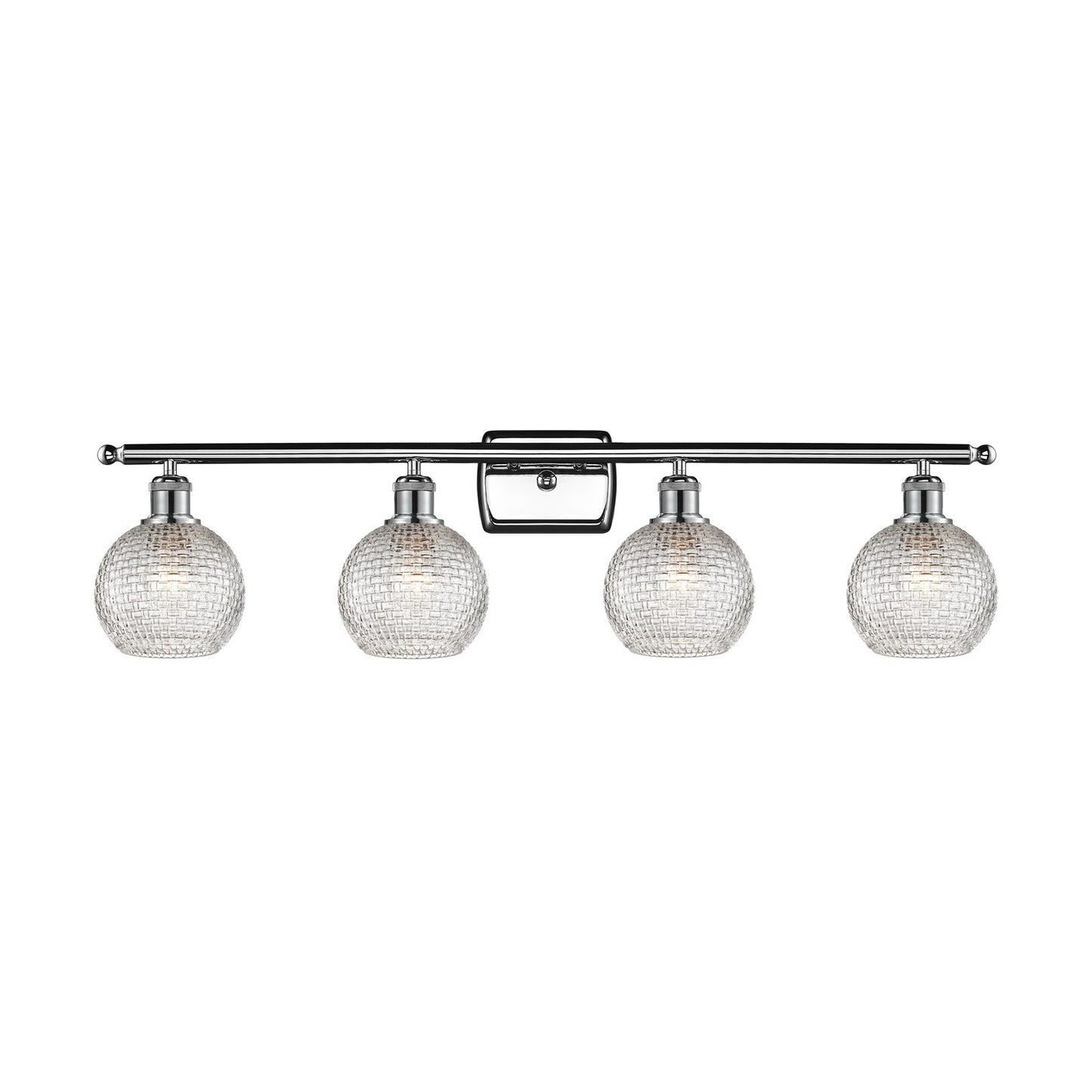 Innovations Athens 36in 4-Light Bath Vanity Light | Modern Farmhouse Polished Chrome and Clear Basket Weave Glass | Bathroom | Model 516-4W-PC-G122C-6CL