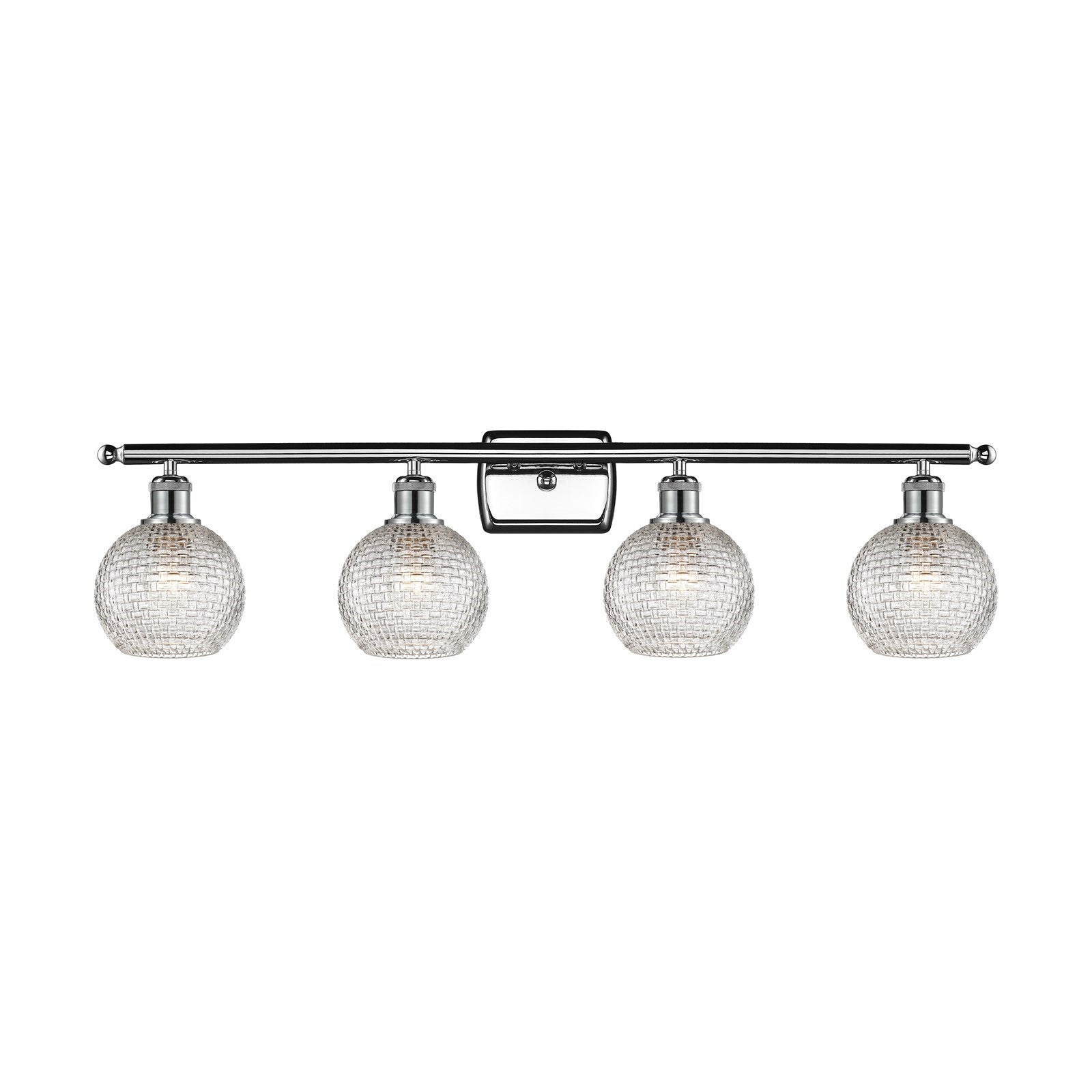 Innovations Athens 36in 4-Light Bath Vanity Light | Modern Farmhouse Polished Chrome and Clear Basket Weave Glass | Bathroom | Model 516-4W-PC-G122C-6CL