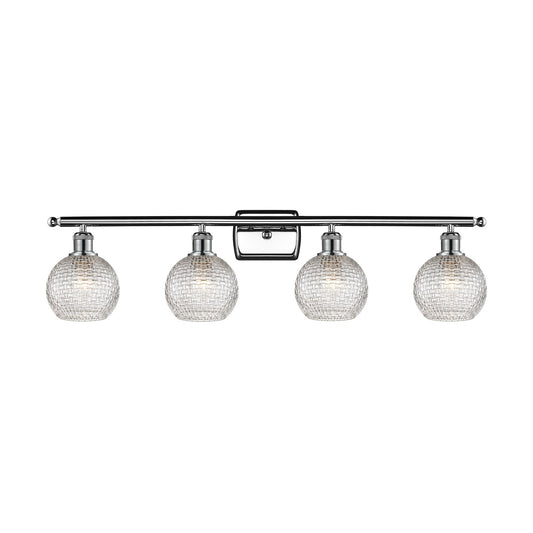 Innovations Athens 36in 4-Light Bath Vanity Light | Modern Farmhouse Polished Chrome and Clear Basket Weave Glass | Bathroom | Model 516-4W-PC-G122C-6CL