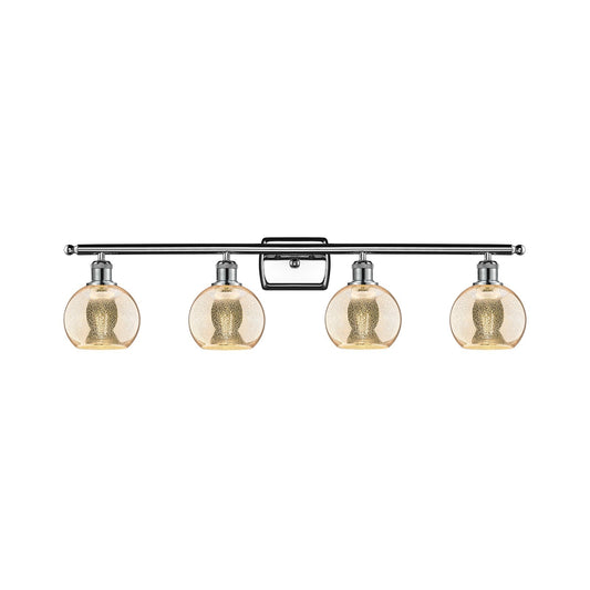 Innovations Athens 36in 4-Light Bath Vanity | Industrial Polished Chrome and Mercury Glass | Bathroom Vanity Light | 35.88 x 8.88 | Model 516-4W-PC-G128-6