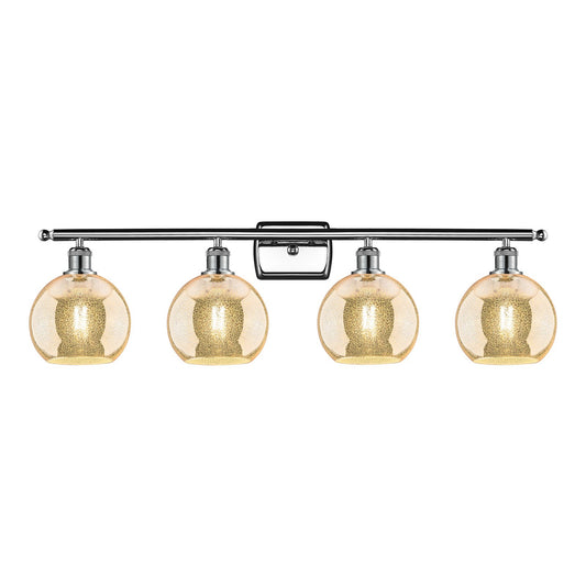 Innovations Athens 38in 4-Light Bath Vanity Light | Industrial Polished Chrome and Mercury Glass | Bathroom Vanity | 38 x 11 x | Model 516-4W-PC-G128-8