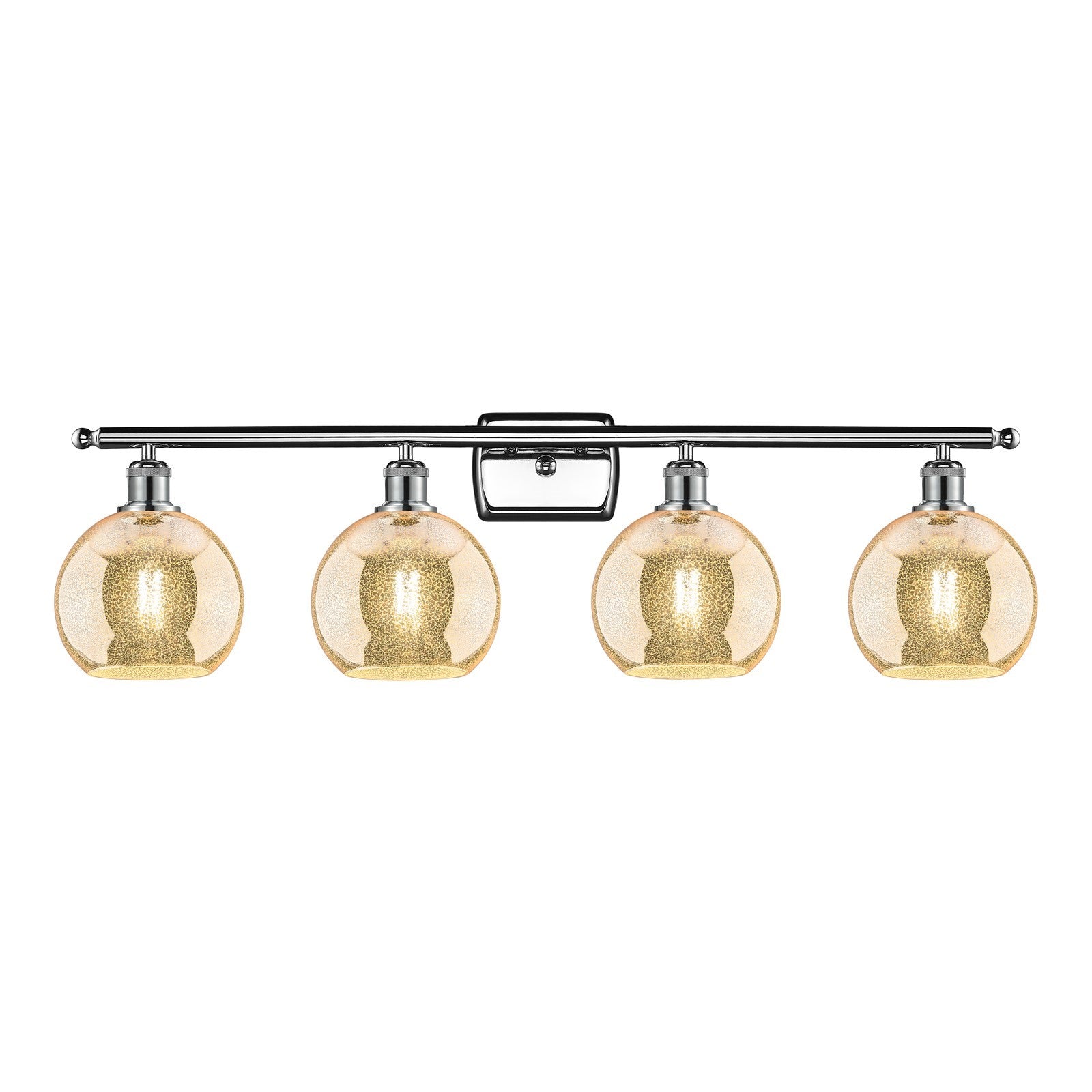 Innovations Athens 38in 4-Light Bath Vanity Light | Industrial Polished Chrome and Mercury Glass | Bathroom Vanity | 38 x 11 x | Model 516-4W-PC-G128-8