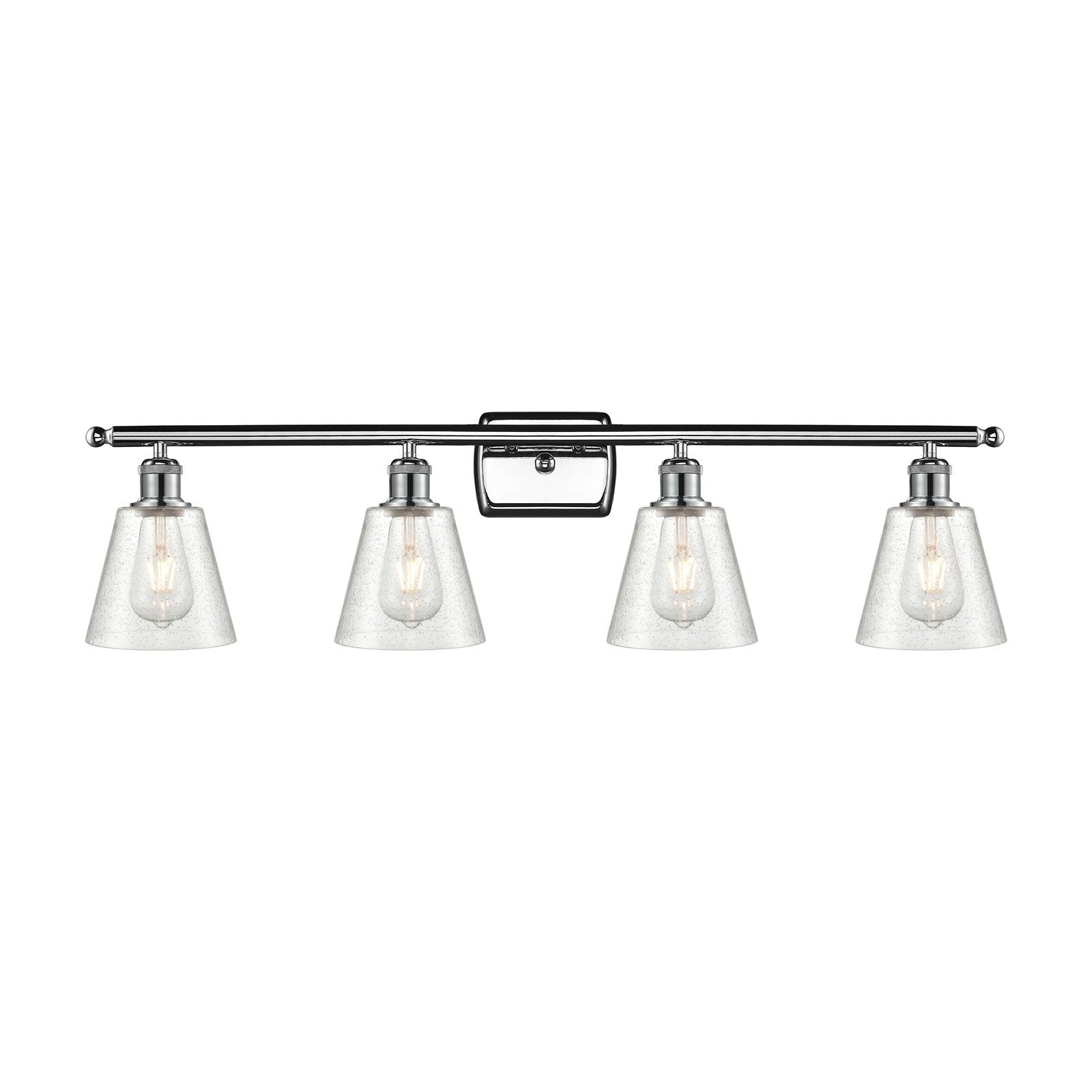 Innovations Lighting Caton 36in 4-Light Bath Vanity Light | Art Nouveau Polished Chrome Steel and Frosted Glass | Bathroom Vanity | Model 516-4W-PC-G454