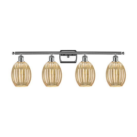 Innovations Preston Bulb 36in 4-Light Bath Vanity Light | Industrial Polished Chrome and Mercury Glass | Bathroom Vanity | Model 516-4W-PC-G459-6ME