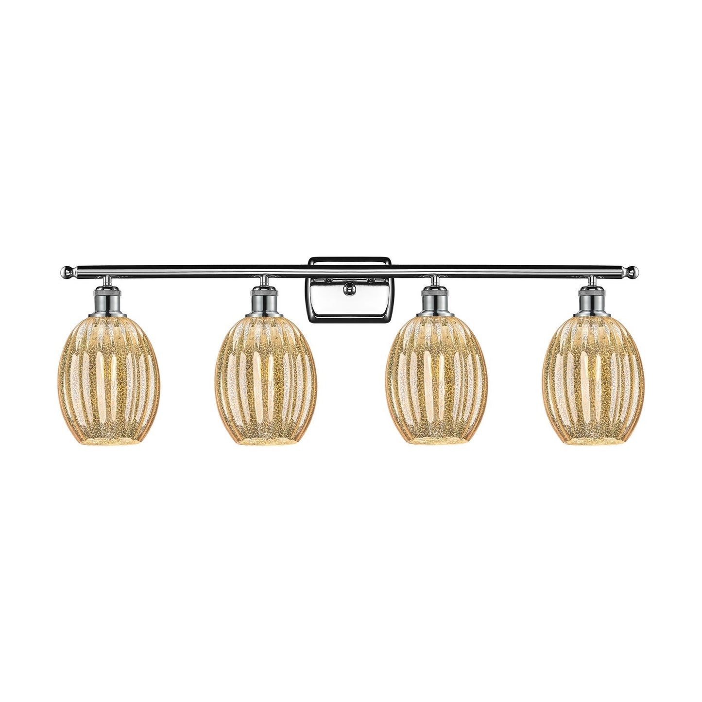 Innovations Preston Bulb 36in 4-Light Bath Vanity Light | Industrial Polished Chrome and Mercury Glass | Bathroom Vanity | Model 516-4W-PC-G459-6ME