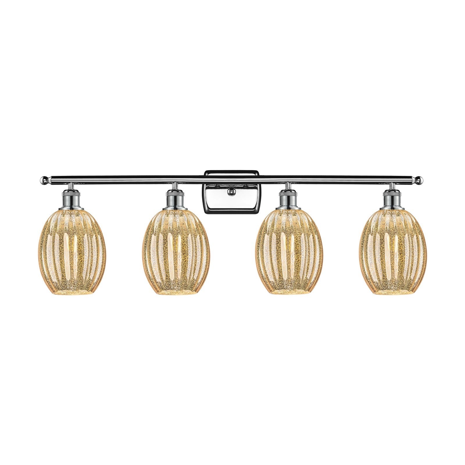 Innovations Preston Bulb 36in 4-Light Bath Vanity Light | Industrial Polished Chrome and Mercury Glass | Bathroom Vanity | Model 516-4W-PC-G459-6ME