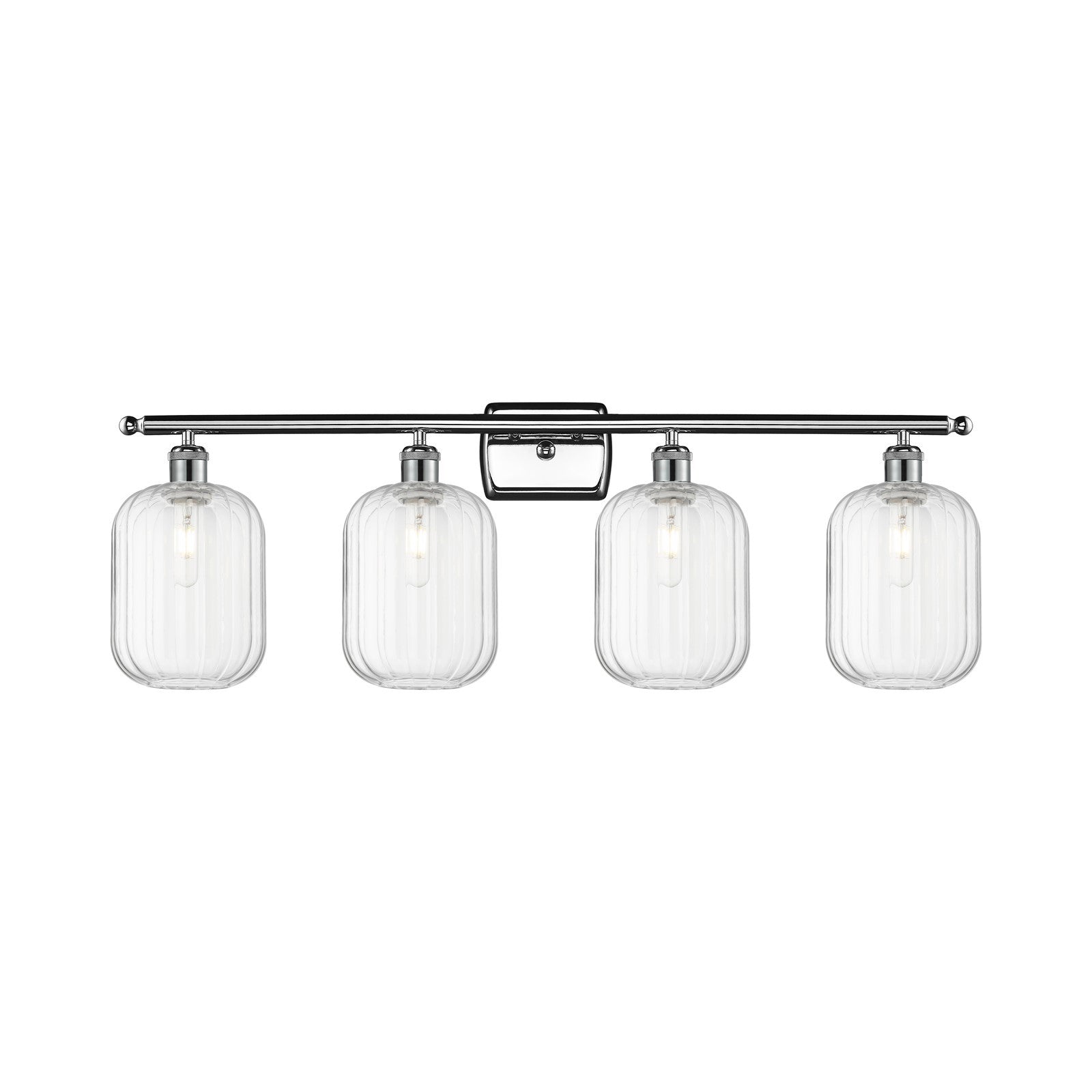 Innovations Preston Cylinder 37in 4-Light Bath Vanity Light | Industrial Polished Chrome Steel and Clear Glass | Bathroom | Model 516-4W-PC-G460-7CL