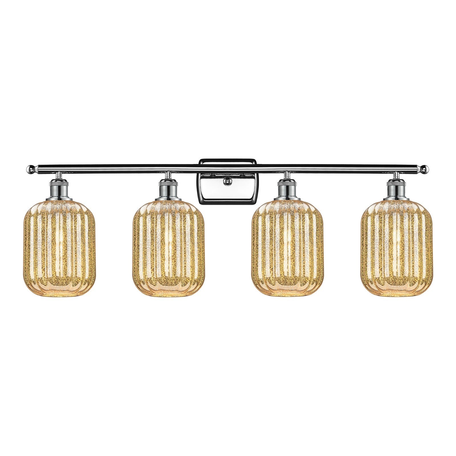 Innovations Preston Cylinder 37in 4-Light Bath Vanity Light | Industrial Polished Chrome Steel and Mercury Glass | Bathroom | Model 516-4W-PC-G460-7ME