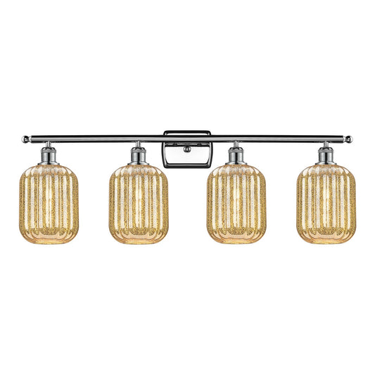Innovations Preston Cylinder 37in 4-Light Bath Vanity Light | Industrial Polished Chrome Steel and Mercury Glass | Bathroom | Model 516-4W-PC-G460-7ME