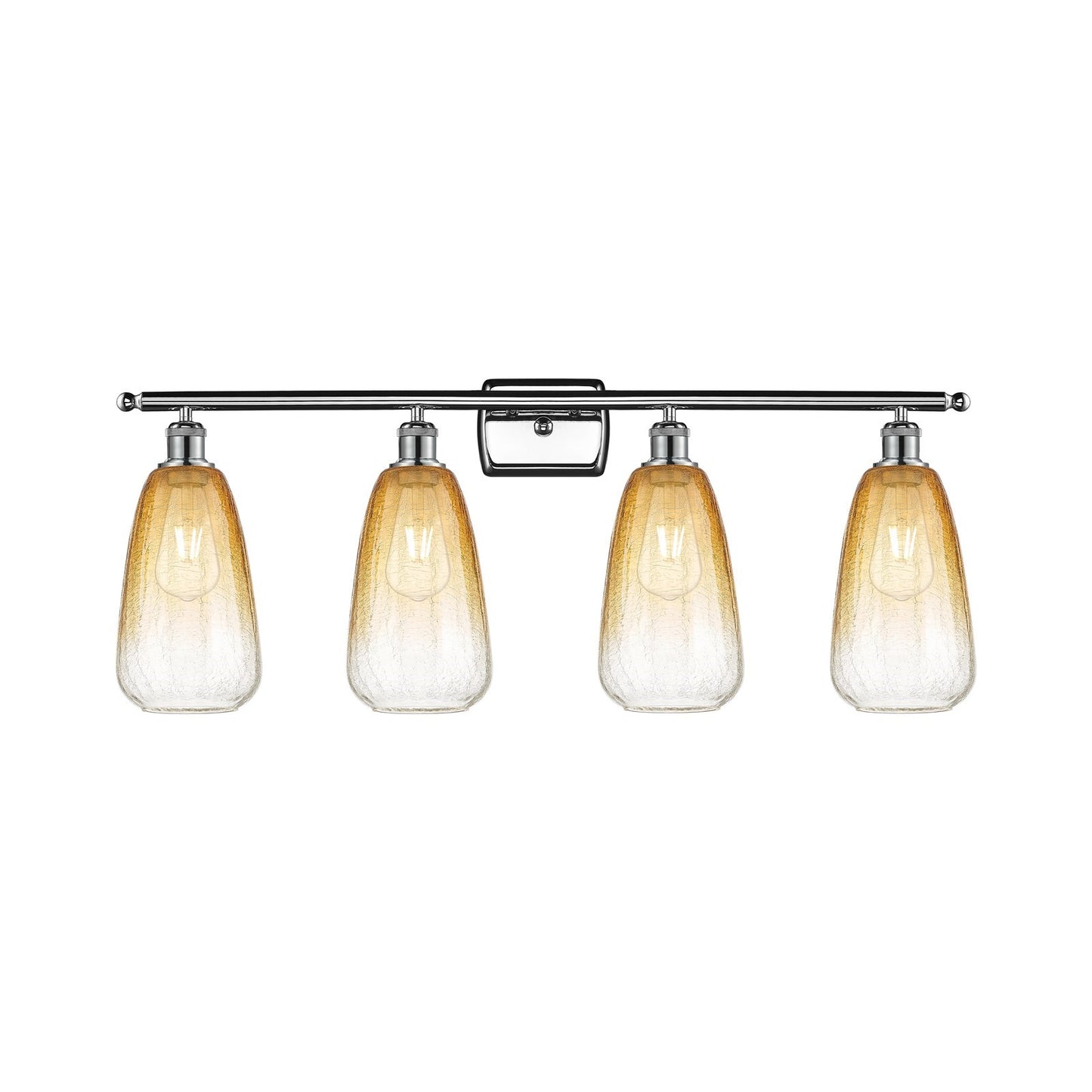 Innovations Brookhaven Almond 36in 4-Light Bath Vanity Light | Industrial Modern Polished Chrome and Amber Glass | Bathroom | Model 516-4W-PC-G480-6AM