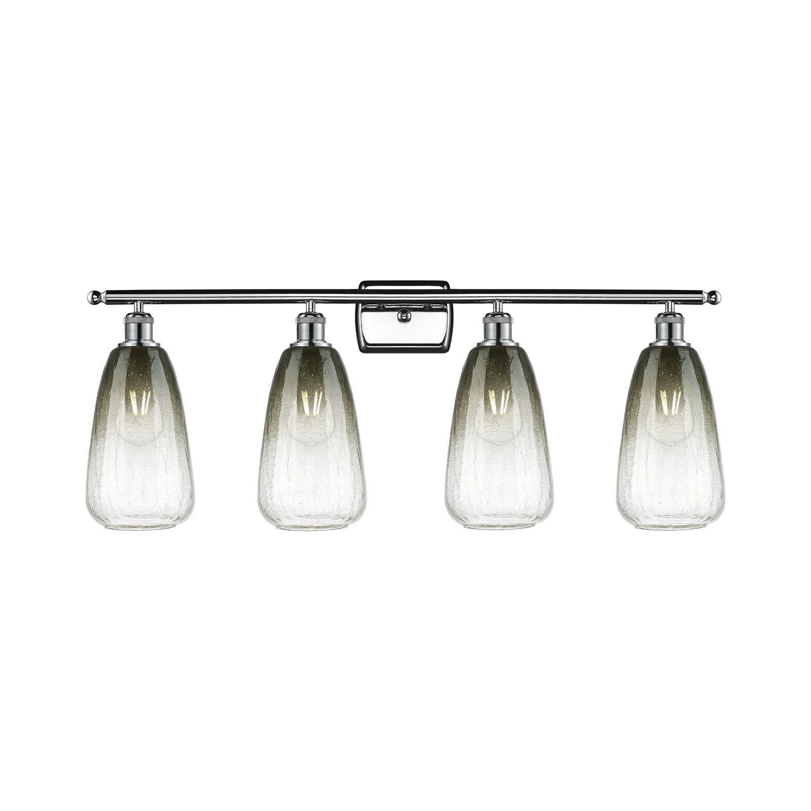 Innovations Brookhaven Almond 36in 4-Light Bath Vanity Light | Industrial Polished Chrome Steel and Slate Glass | Bathroom | Model 516-4W-PC-G480-6SL