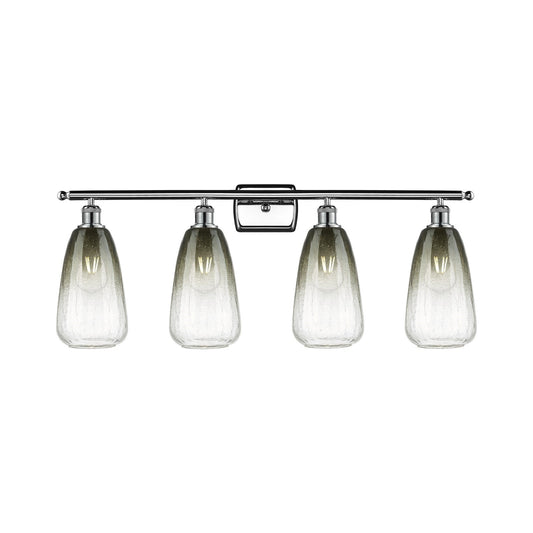 Innovations Brookhaven Almond 36in 4-Light Bath Vanity Light | Industrial Polished Chrome Steel and Slate Glass | Bathroom | Model 516-4W-PC-G480-6SL