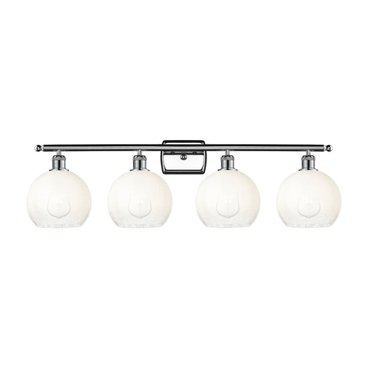 Innovations Brookhaven Globe 38in 4-Light Bath Vanity Light | Industrial Polished Chrome and Opal Glass | Bathroom Vanity | Model 516-4W-PC-G483-8OP