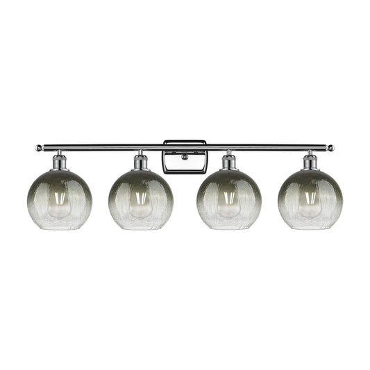 Innovations Brookhaven Globe 38in 4-Light Bath Vanity Light | Industrial Modern Polished Chrome and Slate Glass | Damp-Rated | Model 516-4W-PC-G483-8SL