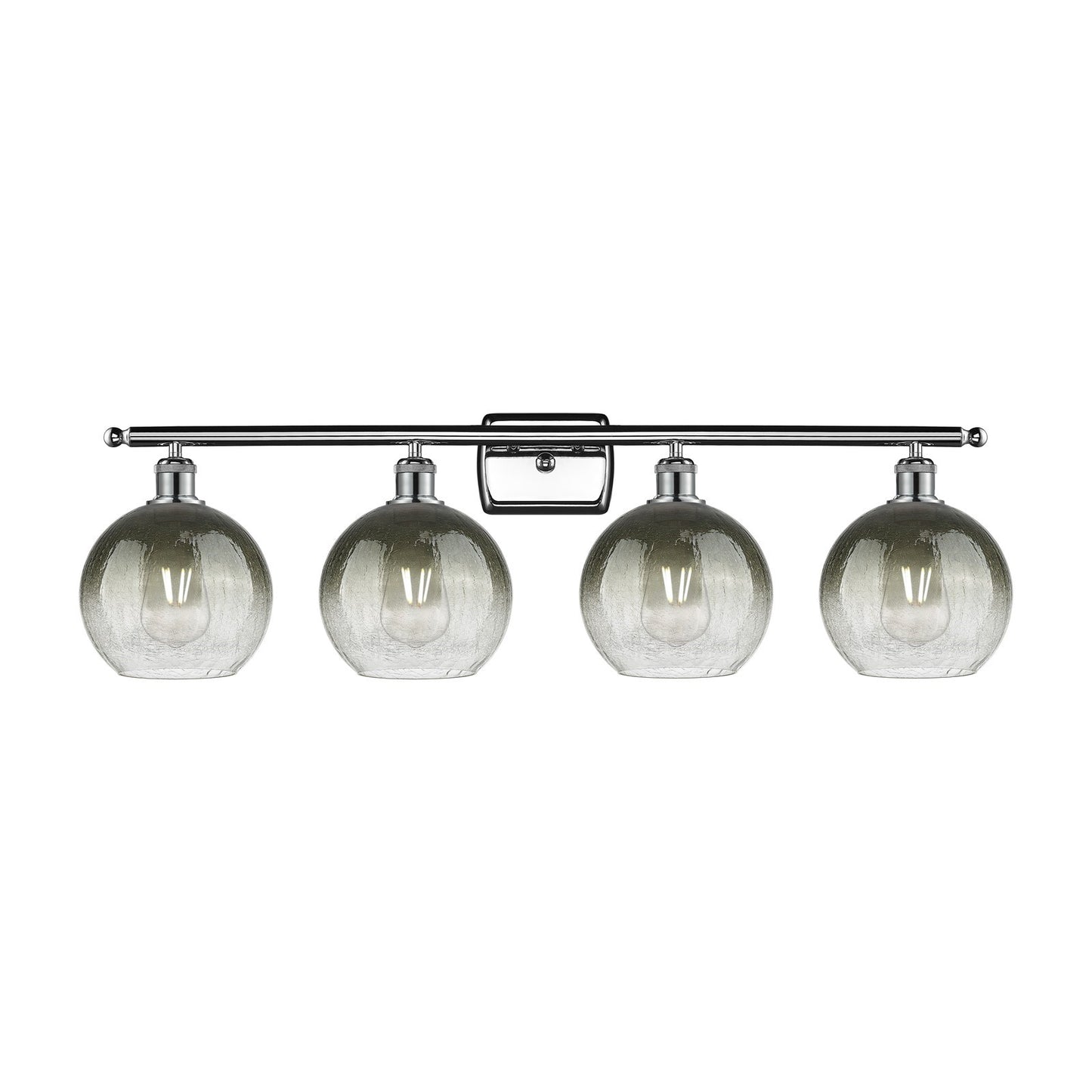 Innovations Brookhaven Globe 38in 4-Light Bath Vanity Light | Industrial Modern Polished Chrome and Slate Glass | Damp-Rated | Model 516-4W-PC-G483-8SL