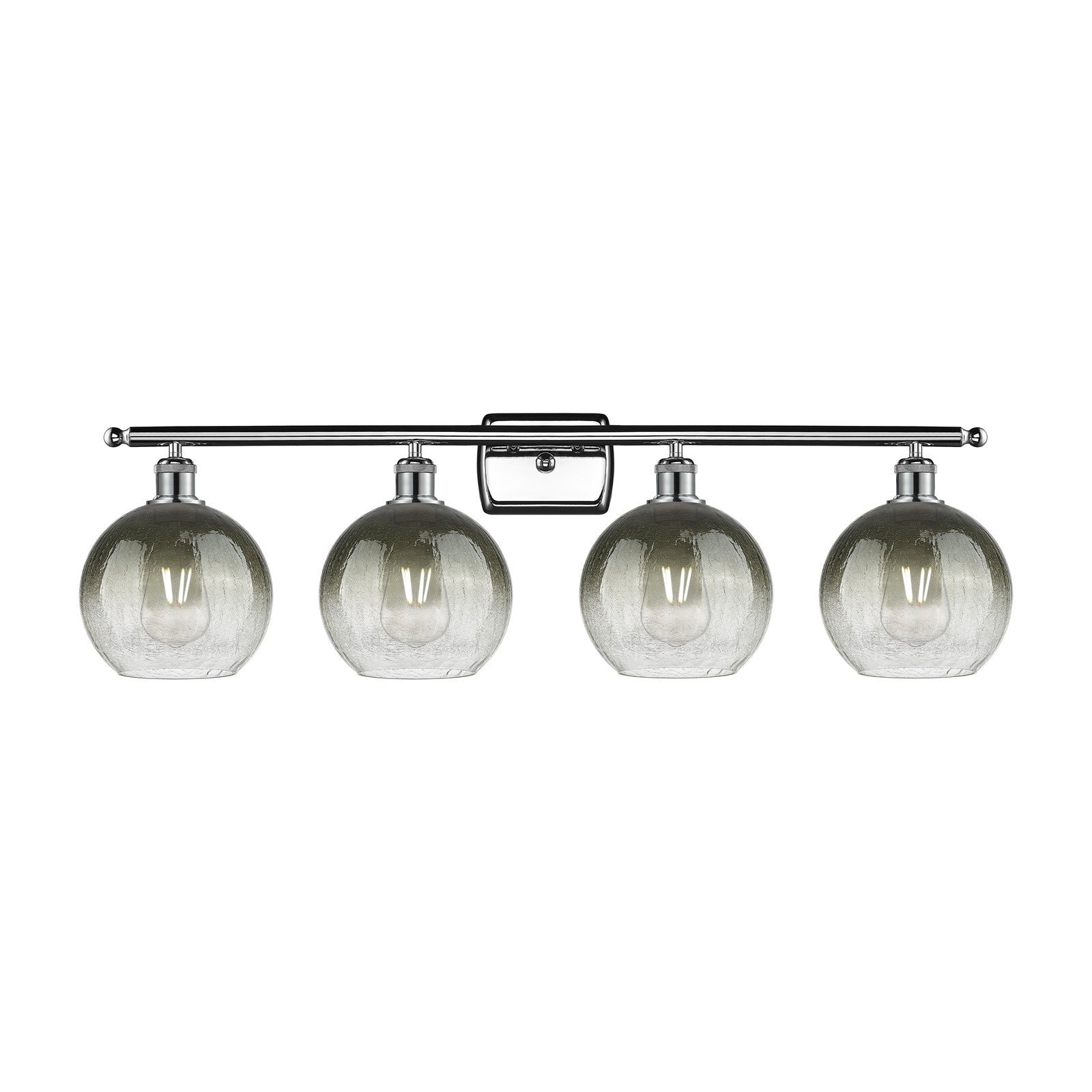 Innovations Brookhaven Globe 38in 4-Light Bath Vanity Light | Industrial Modern Polished Chrome and Slate Glass | Damp-Rated | Model 516-4W-PC-G483-8SL