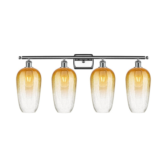 Innovations Brookhaven Flute 37in 4-Light Bath Vanity | Industrial Modern Polished Chrome and Amber Glass | Bathroom Vanity | Model 516-4W-PC-G484-7AM