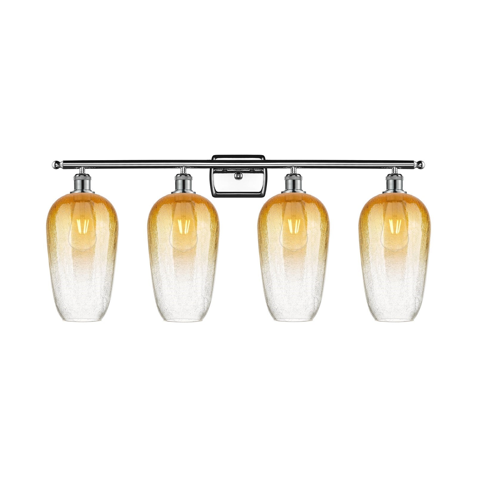 Innovations Brookhaven Flute 37in 4-Light Bath Vanity | Industrial Modern Polished Chrome and Amber Glass | Bathroom Vanity | Model 516-4W-PC-G484-7AM
