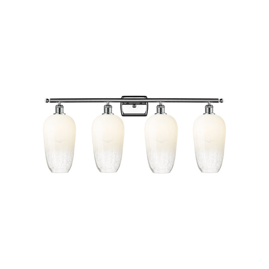 Innovations Brookhaven Flute 37in 4-Light Bath Vanity | Industrial Modern Polished Chrome and Opal Glass | Bathroom Vanity | Model 516-4W-PC-G484-7OP