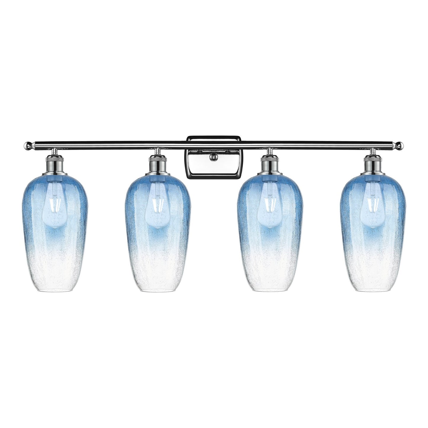 Innovations Brookhaven Flute 37in 4-Light Bath Vanity | Industrial Modern Polished Chrome and Sapphire Blue Glass | Bathroom | Model 516-4W-PC-G484-7SB