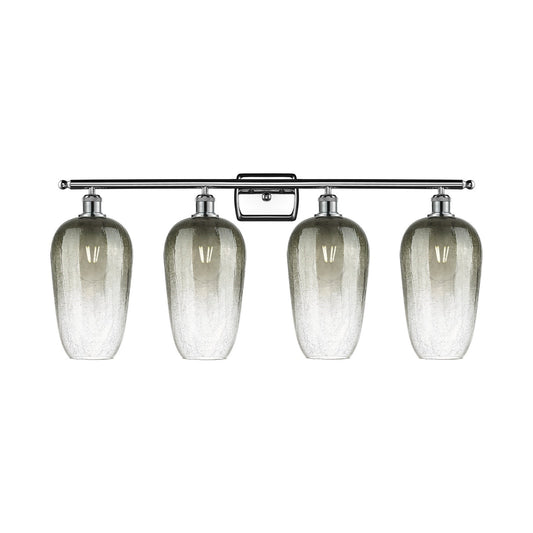 Innovations Brookhaven Flute 37in 4-Light Bath Vanity Light | Industrial Modern Polished Chrome and Slate Glass | Damp-Rated | Model 516-4W-PC-G484-7SL