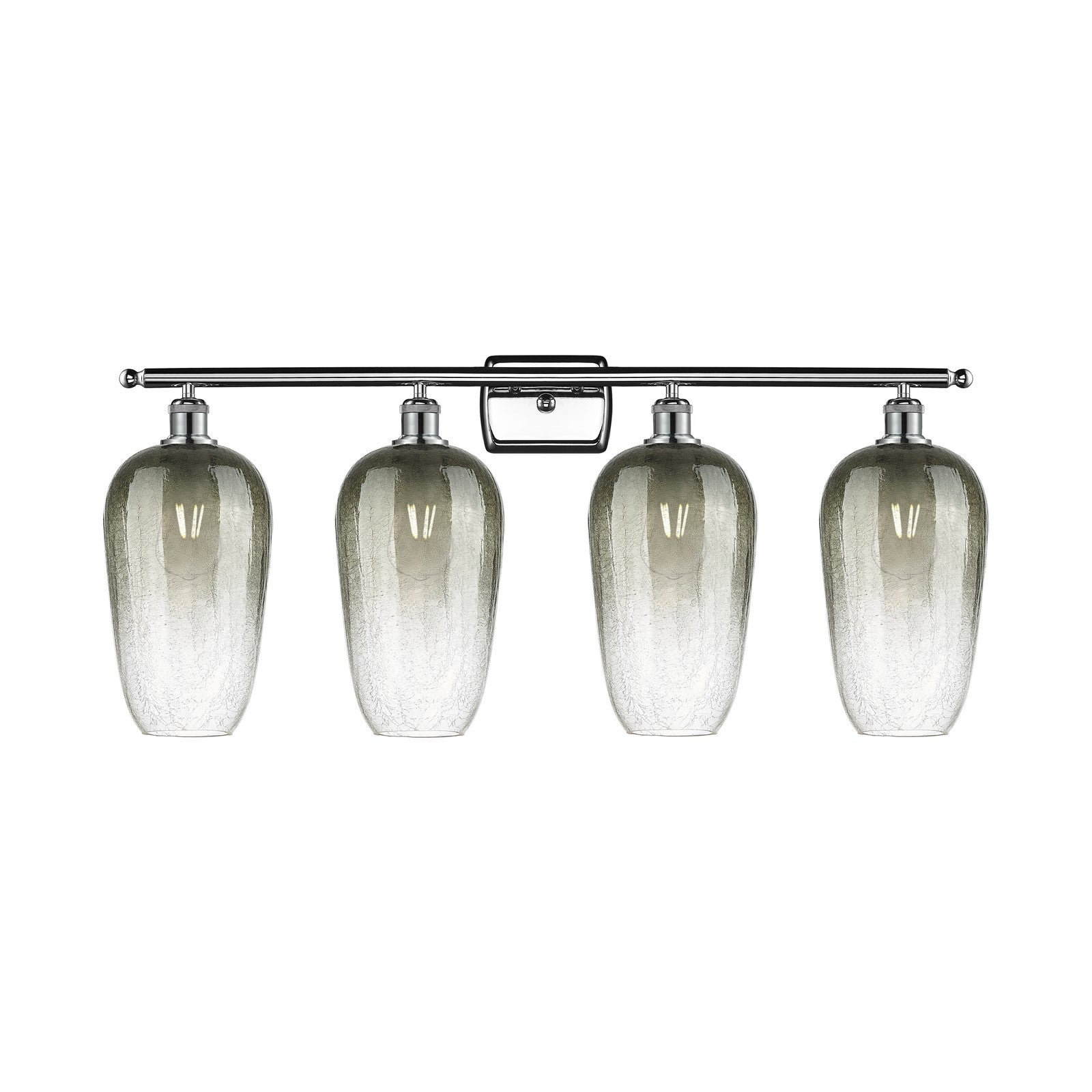 Innovations Brookhaven Flute 37in 4-Light Bath Vanity Light | Industrial Modern Polished Chrome and Slate Glass | Damp-Rated | Model 516-4W-PC-G484-7SL