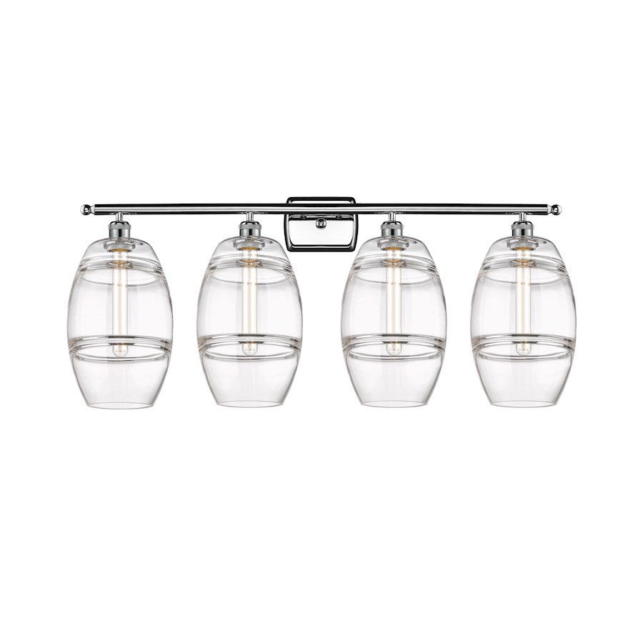 Innovations Lighting Vaz 38in 4-Light Bathroom Vanity Light | Industrial Modern Polished Chrome and Clear Glass | Bathroom | Model 516-4W-PC-G557-8CL