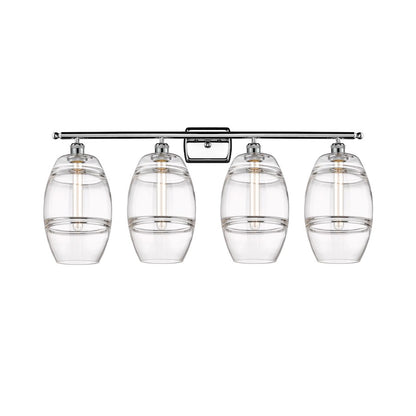 Innovations Lighting Vaz 38in 4-Light Bathroom Vanity Light | Industrial Modern Polished Chrome and Clear Glass | Bathroom | Model 516-4W-PC-G557-8CL