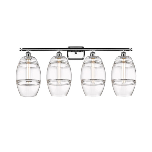 Innovations Lighting Vaz 38in 4-Light Bathroom Vanity Light | Industrial Modern Polished Chrome and Clear Glass | Bathroom | Model 516-4W-PC-G557-8CL