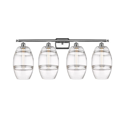 Innovations Lighting Vaz 38in 4-Light Bathroom Vanity Light | Industrial Modern Polished Chrome and Clear Glass | Bathroom | Model 516-4W-PC-G557-8CL