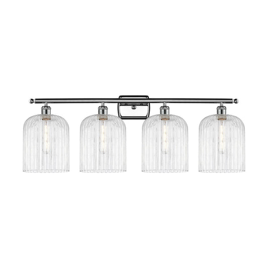 Innovations Bridal Veil 35in 4-Light Bath Vanity | Art Nouveau Polished Chrome and Clear Ribbed Glass | Bathroom & Powder Room | Model 516-4W-PC-G559-8CL