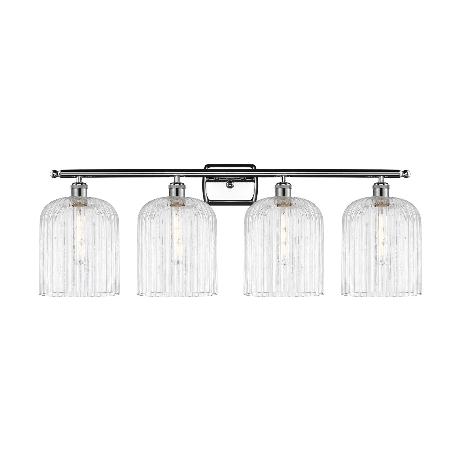 Innovations Bridal Veil 35in 4-Light Bath Vanity | Art Nouveau Polished Chrome and Clear Ribbed Glass | Bathroom & Powder Room | Model 516-4W-PC-G559-8CL
