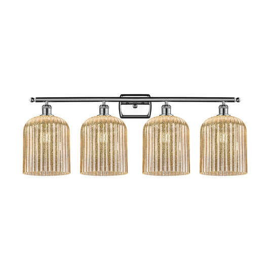 Innovations Bridal Veil 35in 4-Light Bath Vanity | Art Nouveau Industrial Polished Chrome and Mercury Ribbed Glass | Bathroom | Model 516-4W-PC-G559-8ME