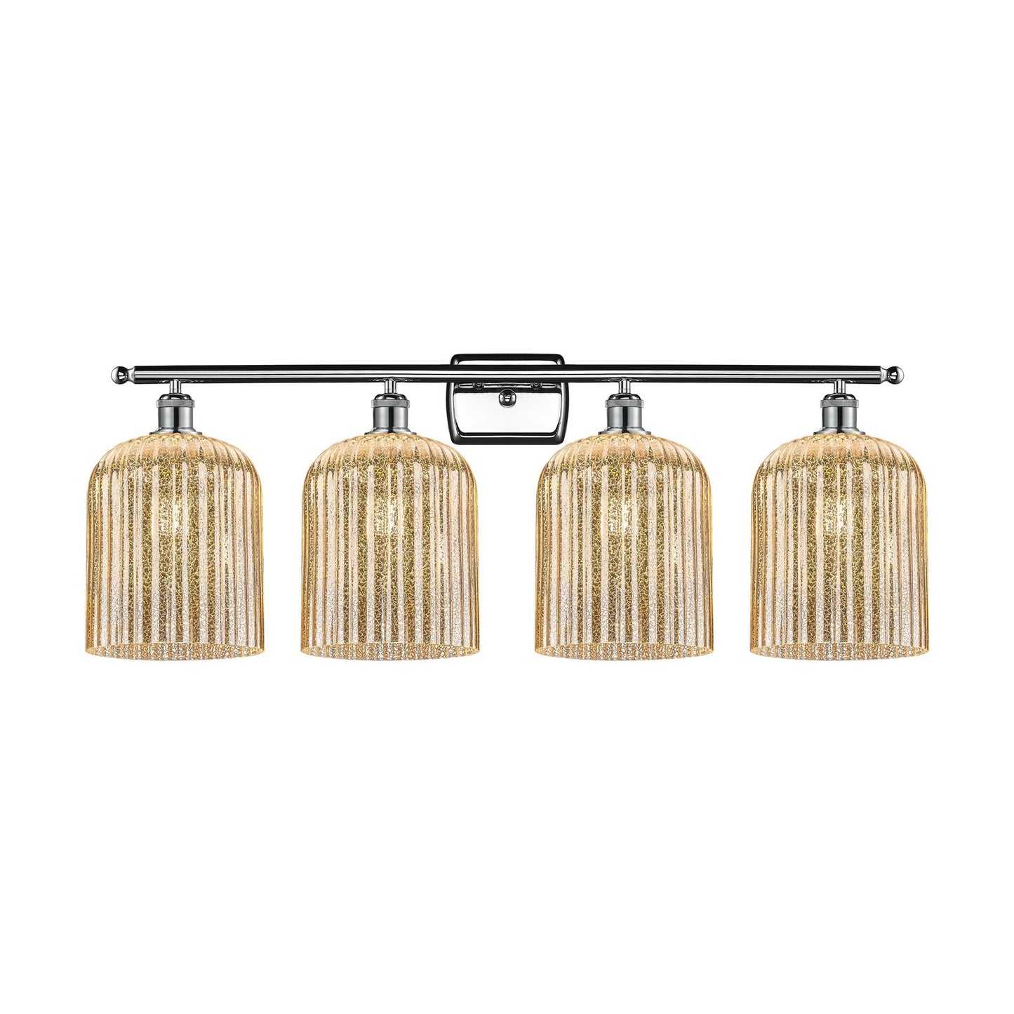 Innovations Bridal Veil 35in 4-Light Bath Vanity | Art Nouveau Industrial Polished Chrome and Mercury Ribbed Glass | Bathroom | Model 516-4W-PC-G559-8ME
