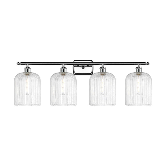 Innovations Bridal Veil 35in 4-Light Bath Vanity Light | Art Nouveau Polished Chrome and Seedy Ribbed Glass | Bathroom Vanity | Model 516-4W-PC-G559-8SDY