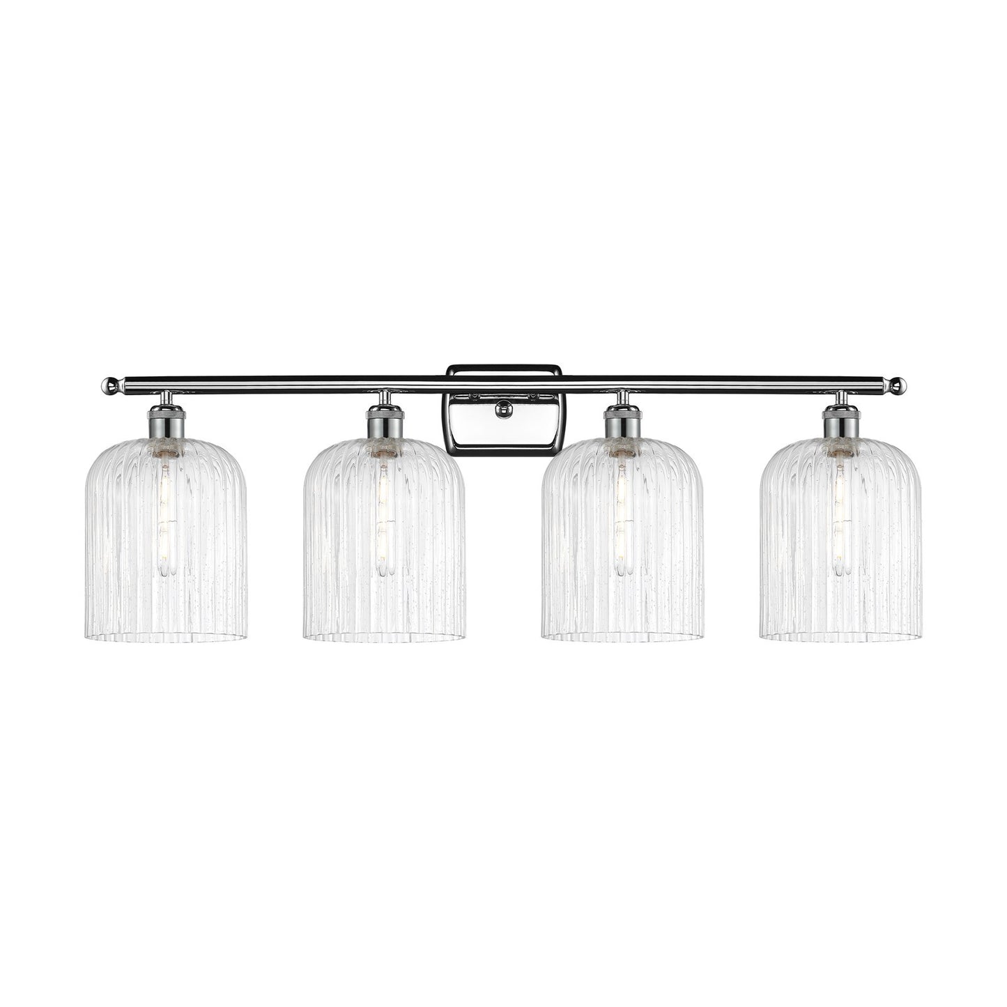 Innovations Bridal Veil 35in 4-Light Bath Vanity Light | Art Nouveau Polished Chrome and Seedy Ribbed Glass | Bathroom Vanity | Model 516-4W-PC-G559-8SDY