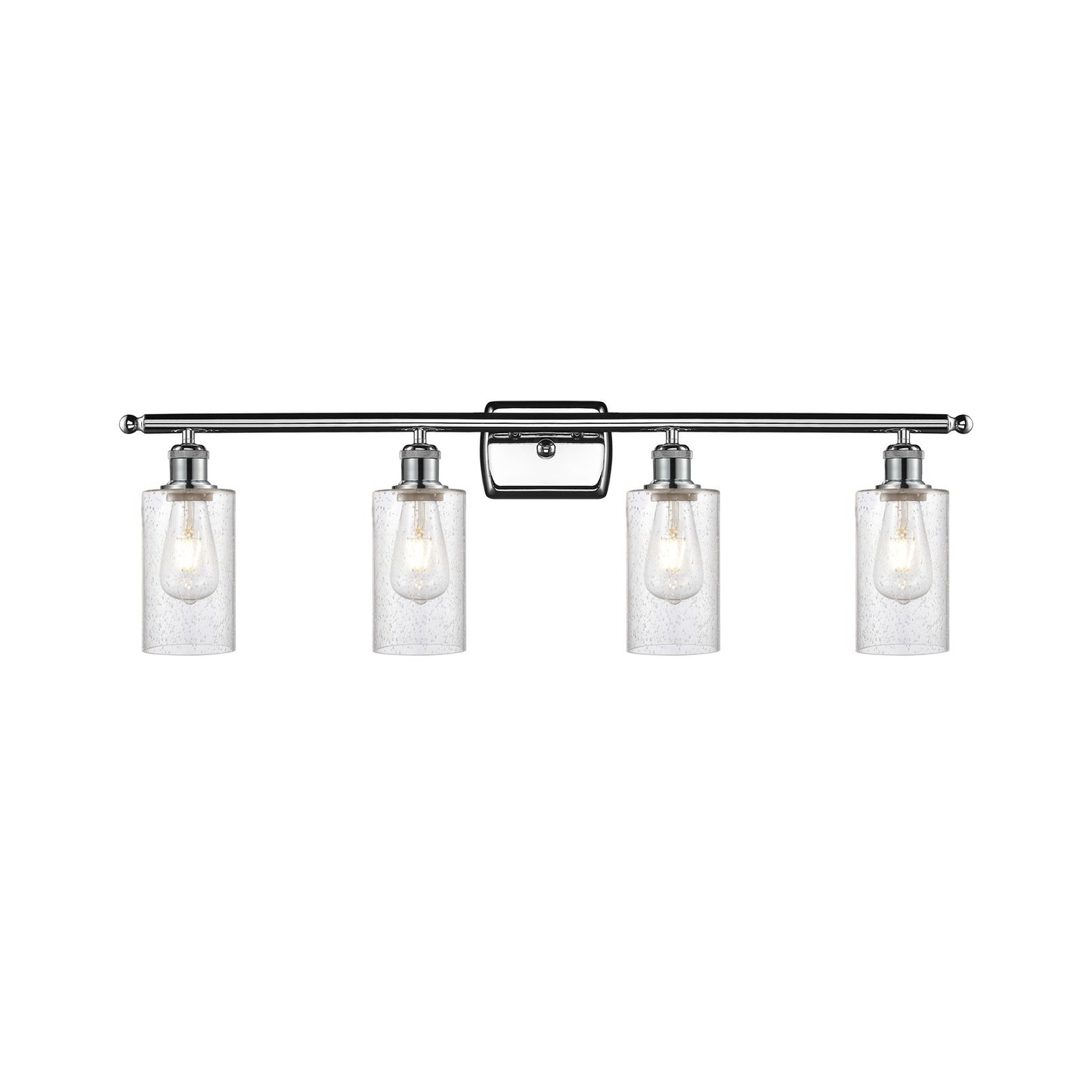 Innovations Clymer 34in 4-Light Bath Vanity Light | Art Nouveau Polished Chrome Steel and Seedy Glass | Bathroom Vanity & Powder | Model 516-4W-PC-G804