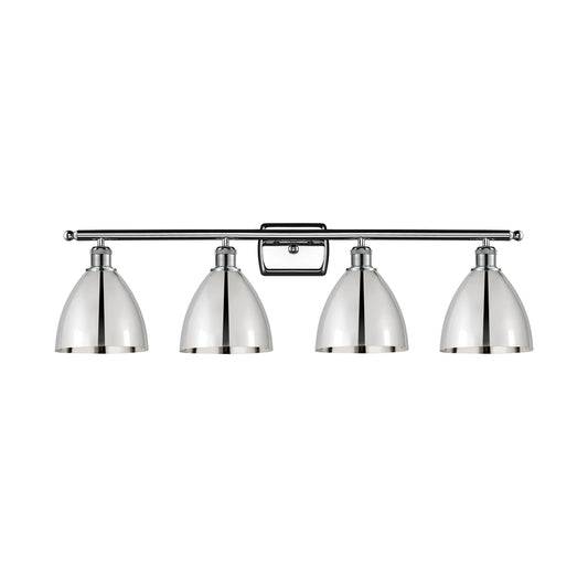 Innovations Bristol 38in 4-Light Bath Vanity Light | Industrial Farmhouse Polished Chrome Steel and Cast Brass Metal Shade | Model 516-4W-PC-MBD-75-PC